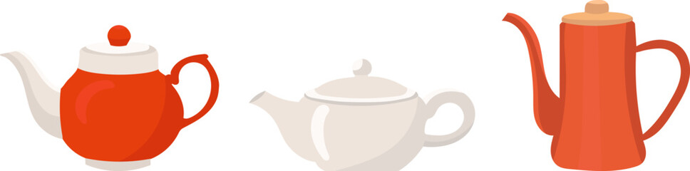 teapot set for tea in flat style vector
