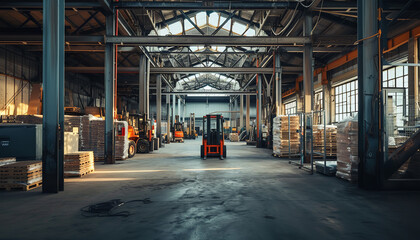 factory building with forklift
