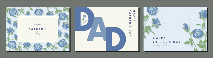 父の日　father's day　バラ　素材セット　フレーム　背景　ベクターイラスト　シンプル　おしゃれ