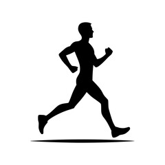 Fototapeta na wymiar Black silhouette of a man running. Vector illustration of a man jogging isolated on white background.
