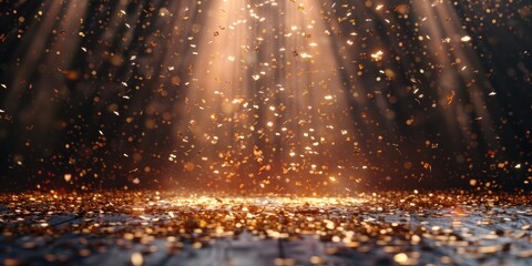 A rain of golden confetti that turns into a party. Generative Ai