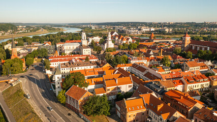 Aerial photo from drone to Kaunas old town and city center. Kaunas, Lithuania (Series) © Sandis