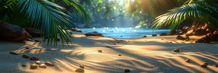 Summer Tropical Background Podium On Sand, HD, Background Wallpaper, Desktop Wallpaper