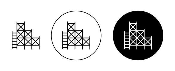 Scaffolding Icon Set. Construction building platform vector symbol in a black filled and outlined style. Framework Erect Sign.