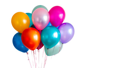 colorful party balloon decoration on transparent background