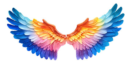Colorful wing with blue border on transparent background