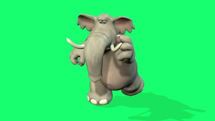 3d Cartoon Elephant Character dancing  on Green Screen - Powered by Adobe