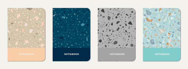 School notebook cover design. Terrazzo abstract - obrazy, fototapety, plakaty