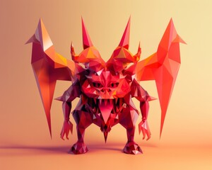 Cheeky geometric hell adorable devil with angular allure
