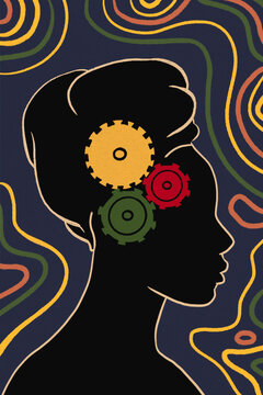 Womans with gears in her head