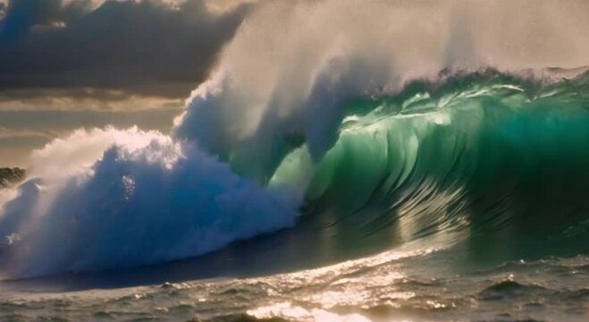 view of huge ocean waves
