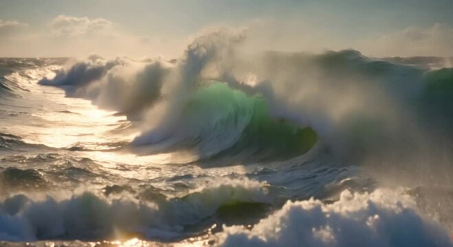 view of huge ocean waves