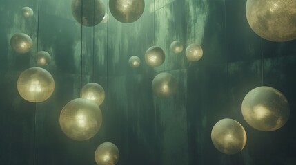 Luminous orbs suspended in a void, casting gentle shadows and creating a serene yet captivating atmosphere. - obrazy, fototapety, plakaty