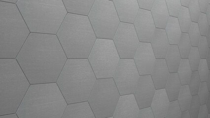 Hexagon Metal Tiled Wall (3D Illustration)