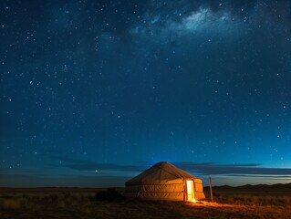 Staying in a yurt on the Mongolian plateau, with an incredible starry sky above - Powered by Adobe