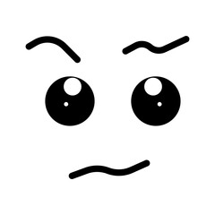 Cartoon face. The expression on the character's face. Caricatures of comic emotions or doodle emoticons. The isolated vector illustration icon is set.