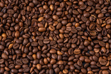 Coffee beans. Food brown background