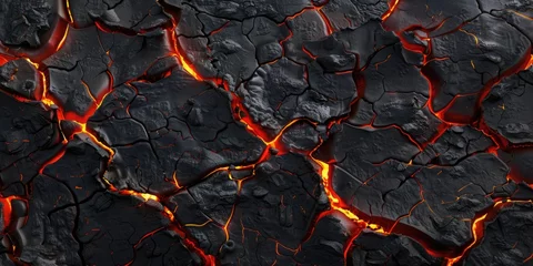 Fototapete Brennholz Textur hot black lava textured background
