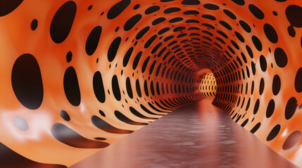 D render with elongated brown tunnel 