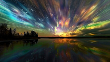 A digital aurora borealis painting the night sky with streaks of vibrant color, a testament to the beauty of the cosmos.