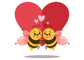 Cute bee couple in love