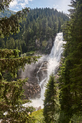 Krimml waterfalls. Nature landmark in Salzburg region. Austrian scenery highlight