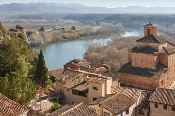 Historic village and Ebro river. Miravet, Tarragona. Catalunya, Spain