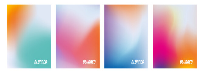 Set of vibrant blurred abstract backgrounds. Bright color gradients for creative graphic design. Vector illustration.	