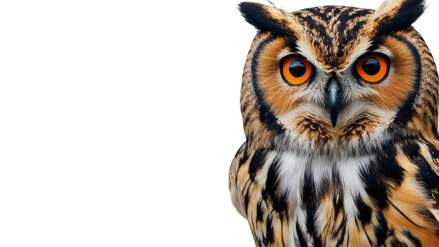 Owl, Photo of a Owl isolated on Plain White Background, Photo Studio Shoot of Owl with a Transparent/PNG Background