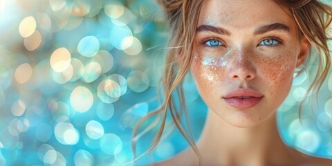 Gorgeous and attractive young woman with well-maintained skin. Generative Ai