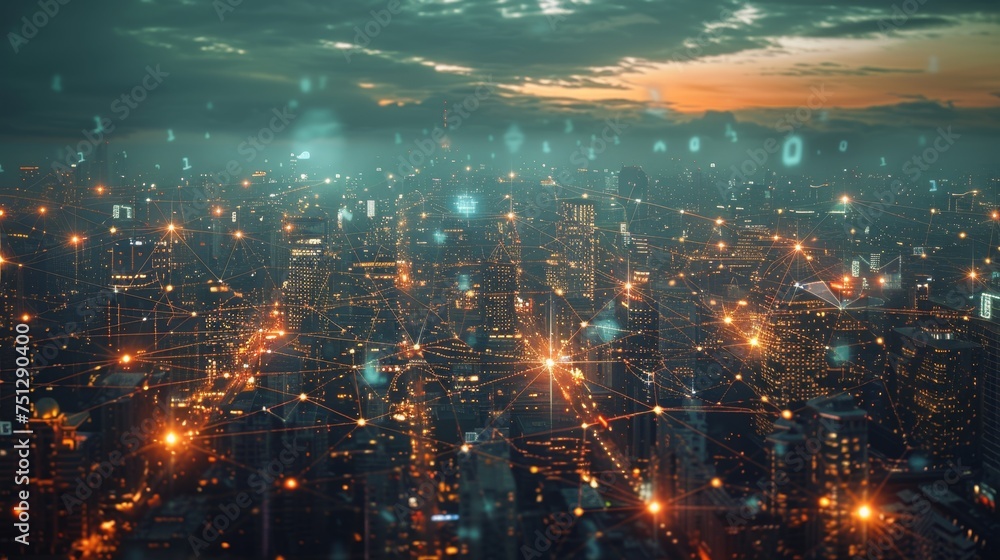 Poster a high-tech business hub integrating the internet of things (iot) to streamline operations and enhan