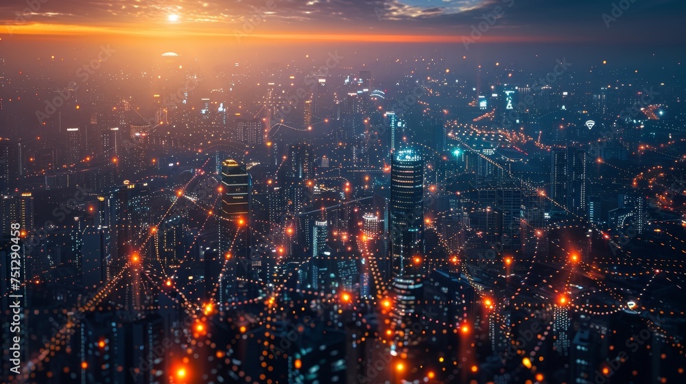 Poster a high-tech business hub integrating the internet of things (iot) to streamline operations and enhan
