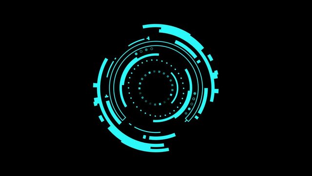 HUD digital futuristic animation element on black background