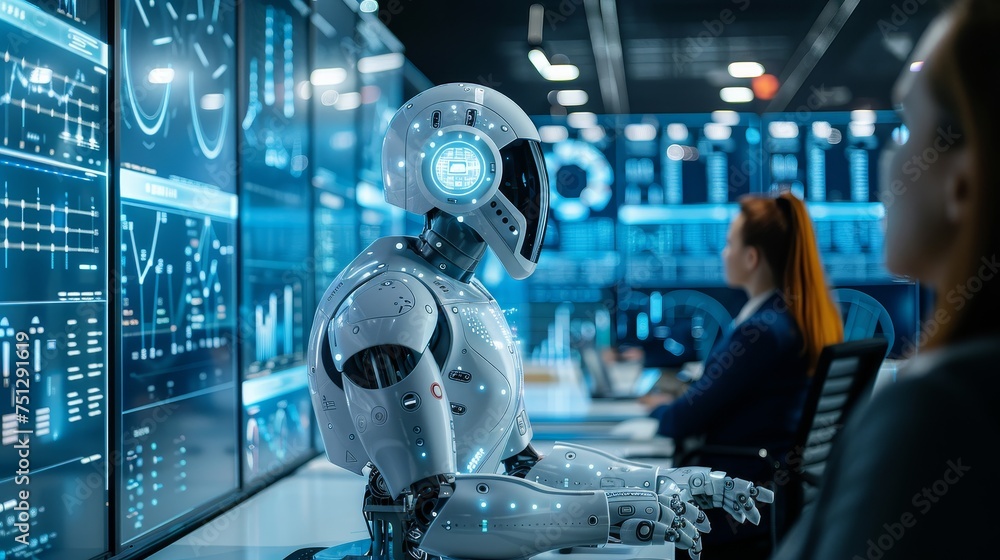 Poster corporate leaders discussing the integration of ai and machine learning technologies to enhance fina
