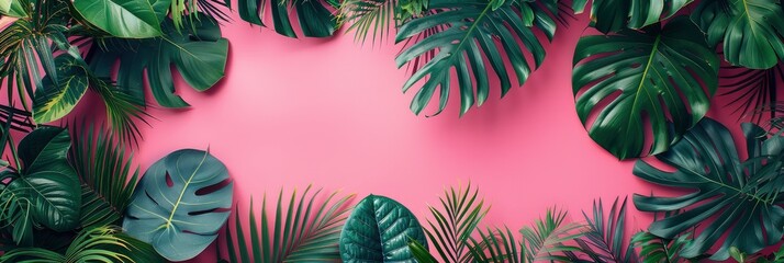 Tropical Leaves On Pastel Pink Background, HD, Background Wallpaper, Desktop Wallpaper