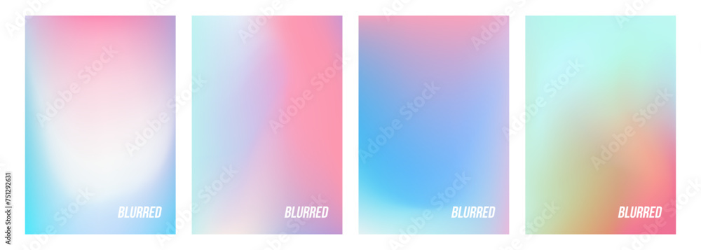 Aufkleber set of light colored blurred abstract backgrounds. soft color gradients for creative graphic design.