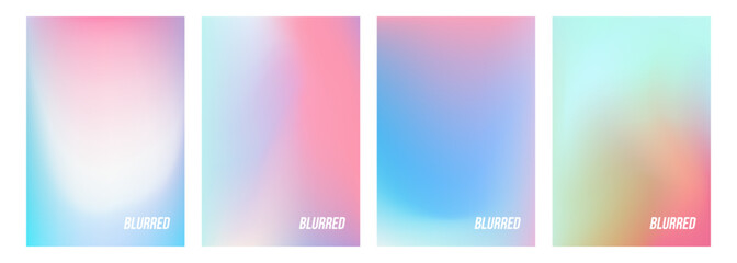 Set of light colored blurred abstract backgrounds. Soft color gradients for creative graphic design. Vector illustration.