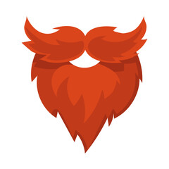An isolated red beard with a mustache. For posters, flyers, stickers, banners, gifts for the St. Patrick's Day holiday. Vector illustration of modern Irish colors. The beard is a haircut