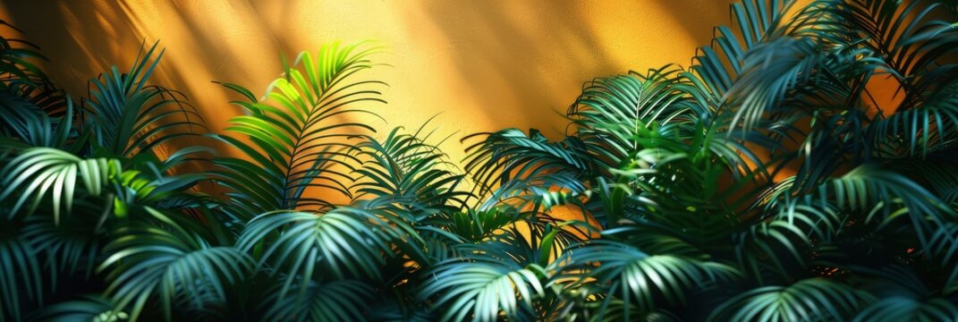 Tropical Palm Leafs Shadows Over Pastel, HD, Background Wallpaper, Desktop Wallpaper