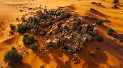 Rolgordijnen Abandoned village in the desert of Sahara © Hassan