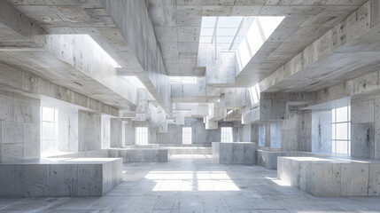 Abstract architectural concrete interior from an arr