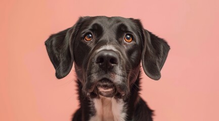 Curious Black and Brown Puppy with Soulful Eyes on Pink - Generative AI