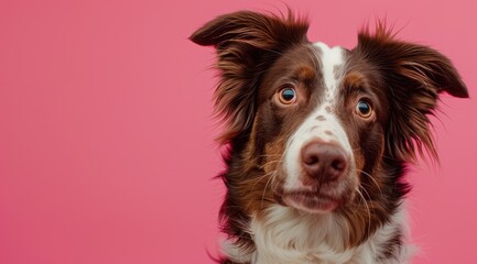 Tan Dog with Floppy Ears Posing Against Pink Backdrop - Generative AI