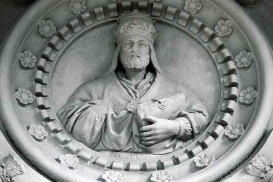 Image of an unknown Pope in a medallion in a church