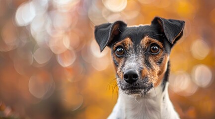 Charming Fox Terrier Amidst Autumn Splendor - Portrait in Fall Generative AI