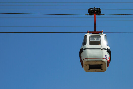 Cable car. Tourists are transported by cable car to get the aerial view of waterfall and marble rocks at Bhedaghat, Jabalpur, Madhya Pradesh, India.