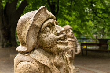 Nameless stone sculptures in the Mirabell Palace gardens in Salzburg, Austria