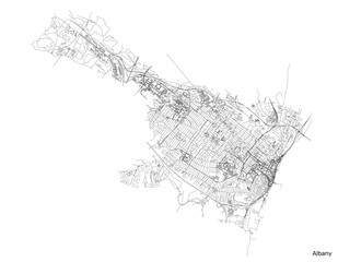 Albany city map with roads and streets, United States. Vector outline illustration.