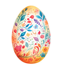 Watercolor vintage Easter egg with pattern png clipart for season spring nature holiday decoration