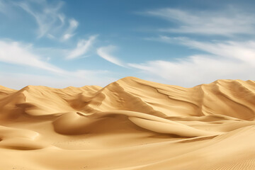 Fototapeta na wymiar Cluster of sand dunes stretching under a clear blue sky